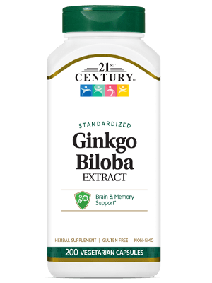 GINKGO BILOBA 60MG 200 VCAP Herbs 21st Century HealthCare