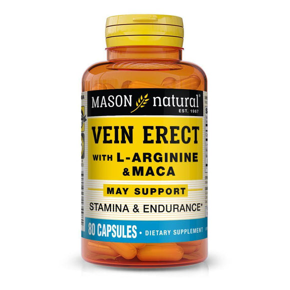 VEIN ERECT with ARGININE and MACA 80 CAPS Herbs Mason Naturals